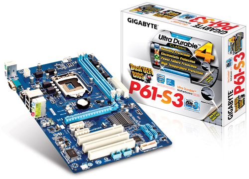 GIGABYTE GA-P61-S3 motherboard Intel® H61 LGA 1155 (Socket H2) ATX – image 1