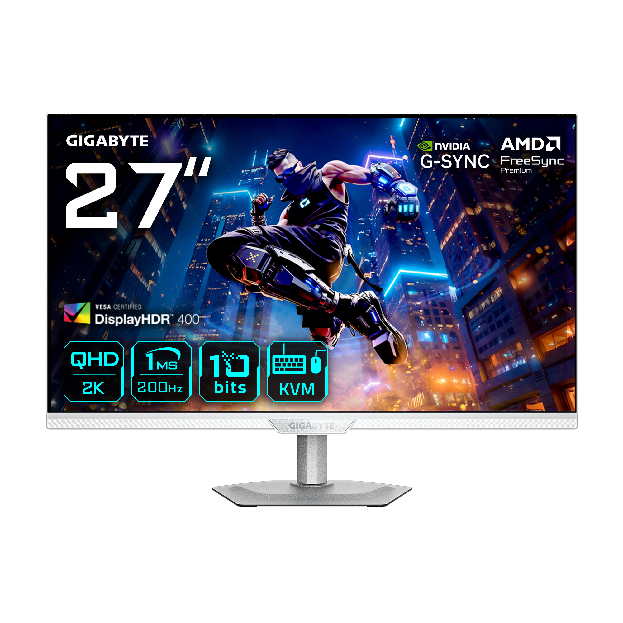 Monitor 27" 2560x1440 200Hz 1ms, Gigabyte M27Q2 QD ICE , Panel IPS, G-Sync, 1 DisplayPort + 2 HDMI, VESA 100mm