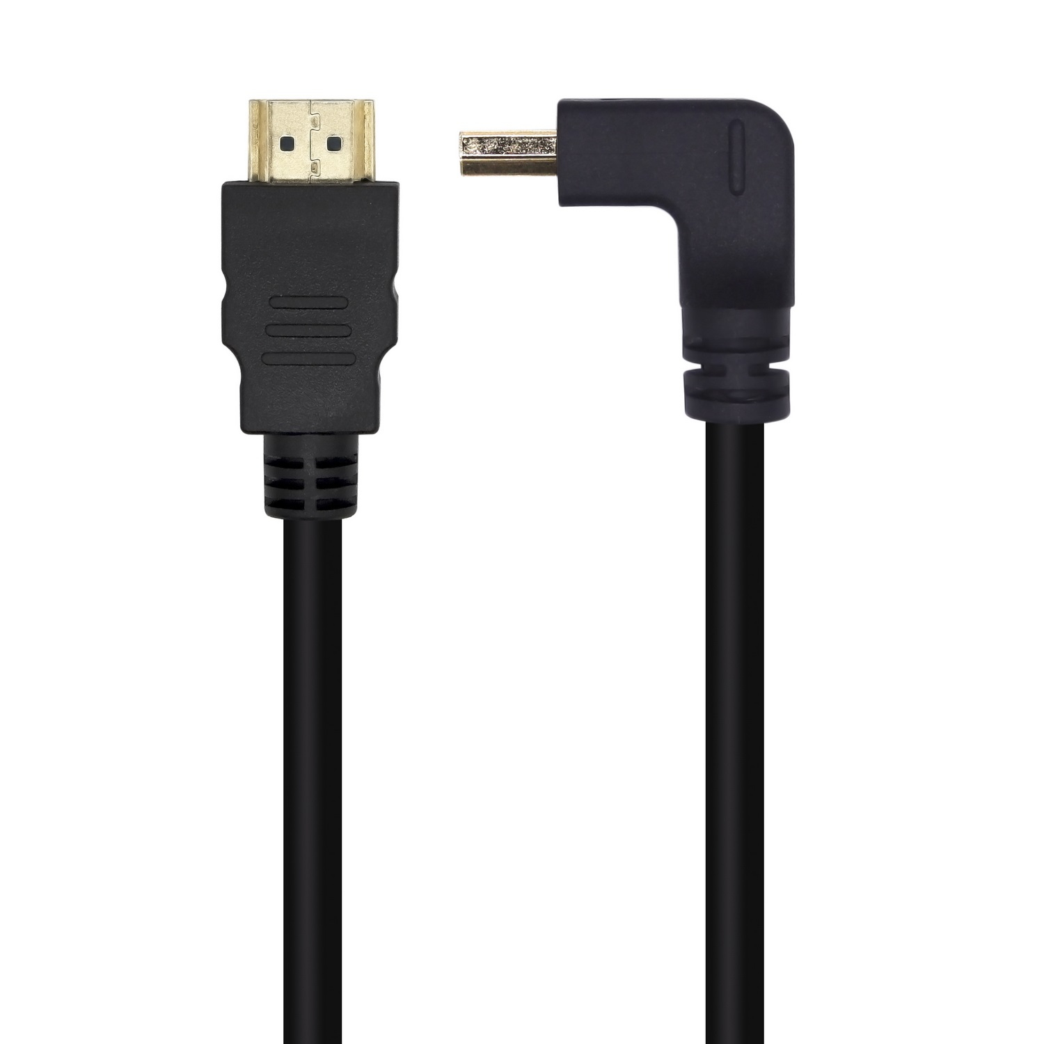 AISENS Cable HDMI V2.0 Acodado Premium Alta Velocidad / HEC 4K@60Hz 18Gbps, A/M-A/M, Negro, 1.0m