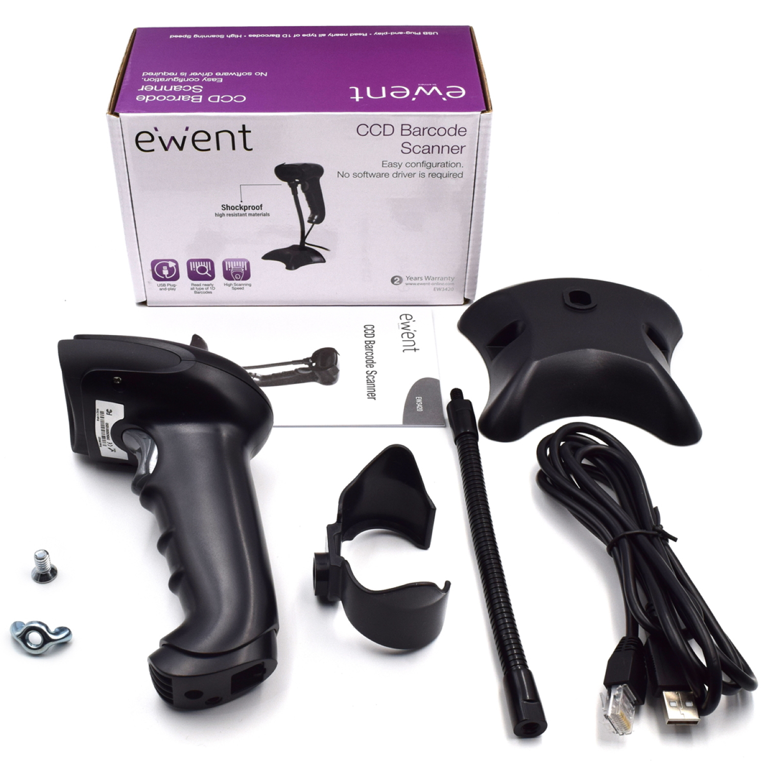 Ewent EW3420 barcode reader Handheld bar code reader 1D CCD Black – image 7