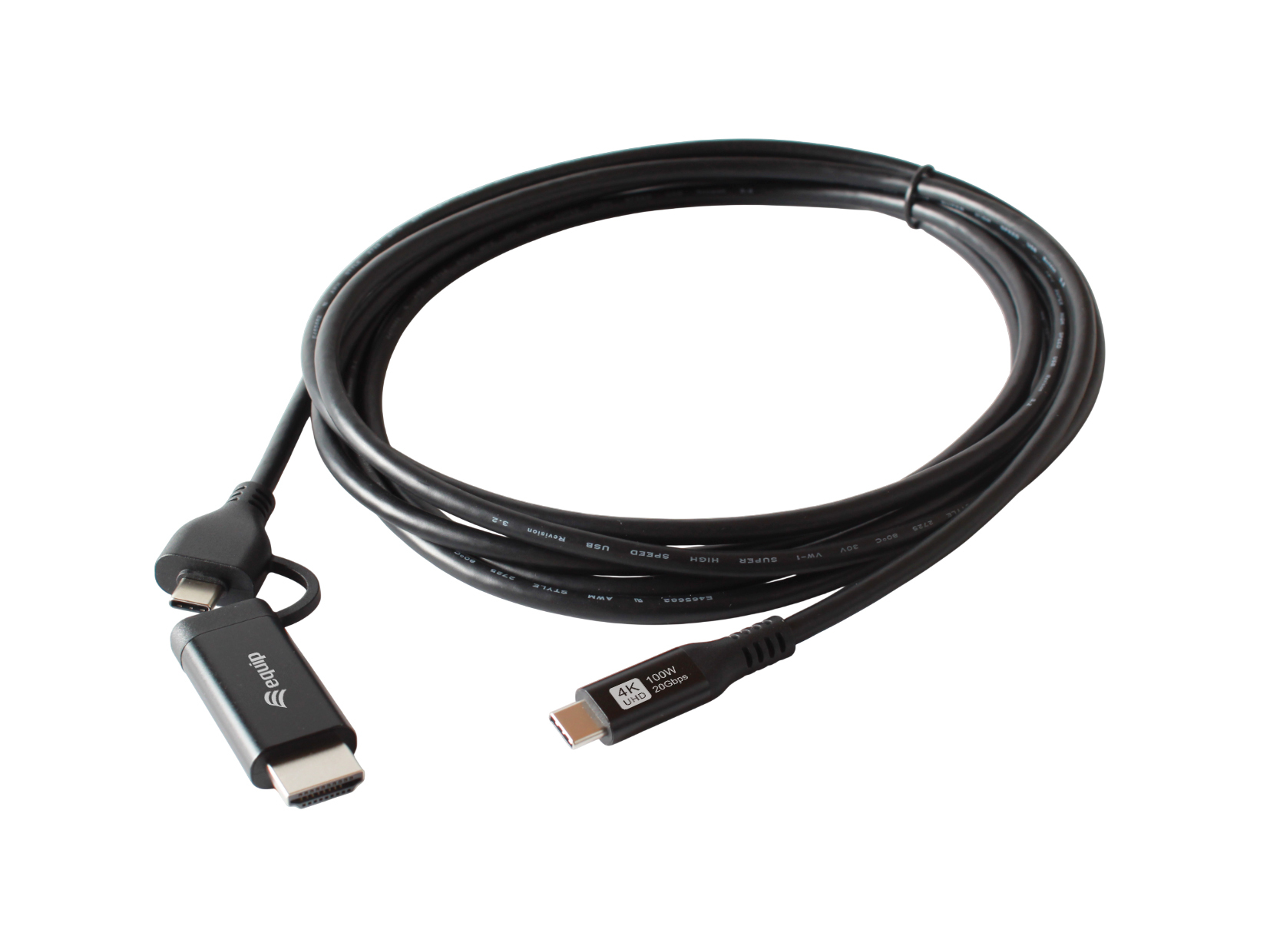 Equip Adapter USB-C->USB-C+HDMI  PD100W  4K/ 60Hz 1.00m Alu.