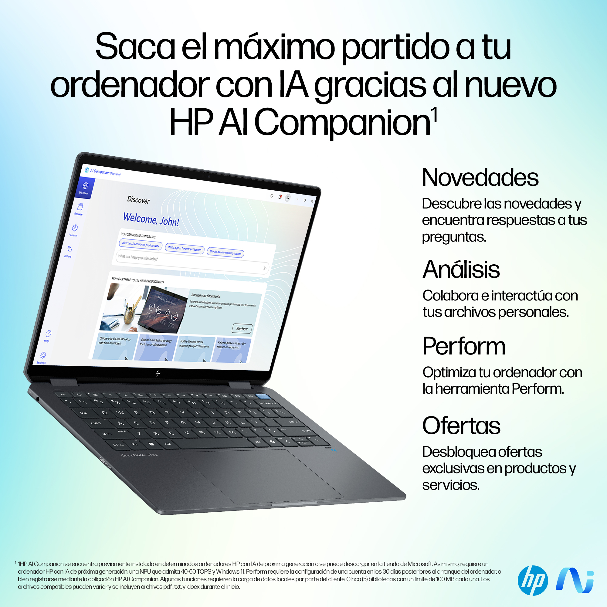Portátil - HP OmniBook Ultra Flip 14-fh0003ns Copilot+ PC OLED, 14" 2.8K, Intel® Evo™ Ed. Core™ 7 258V 47 TOPS, 32GB RAM, 1TB SSD, Arc™, W11H - imagen 13