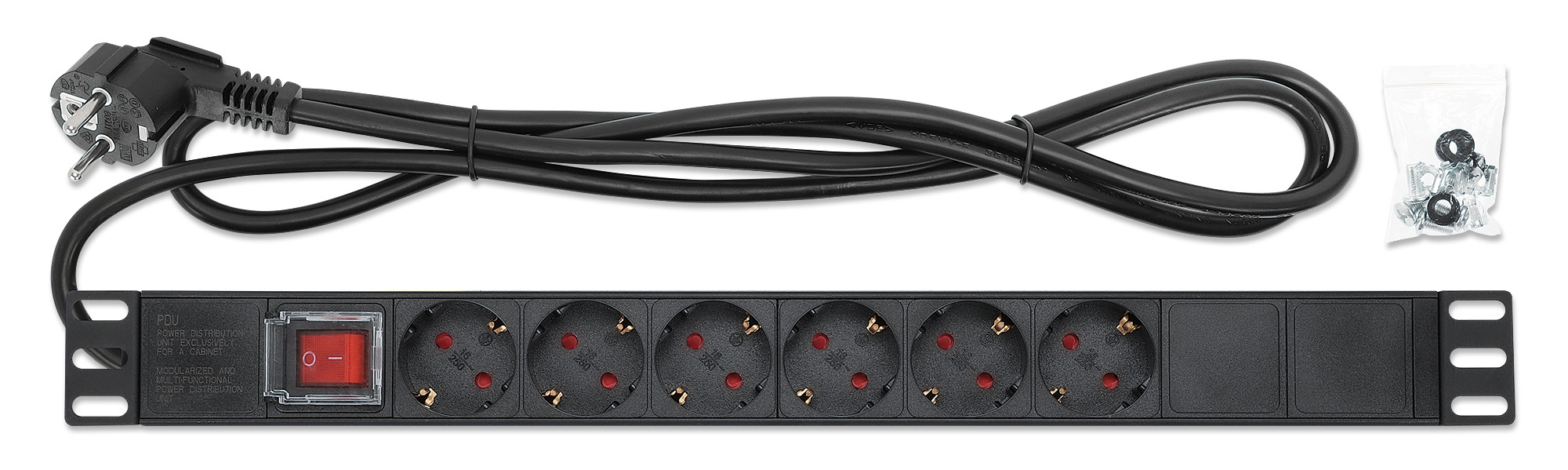Intellinet 19" 1U Rackmount 6-Output Power Distribution Unit (PDU) EU CEE 7/3 Outlets, Built-in 2 m Power Cord with EU CEE 7/7 Plug, 16 A, On/Off Switch, Horizo – image 5