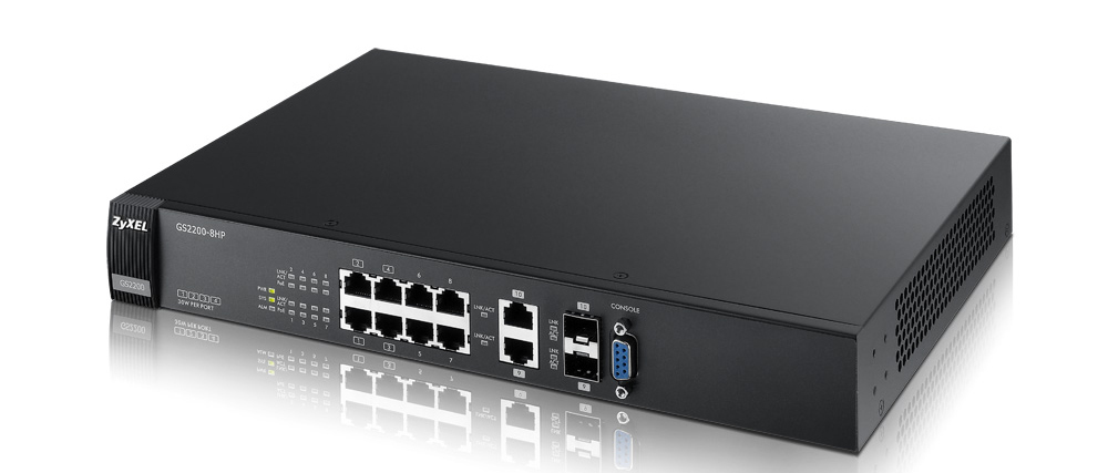 Zyxel GS2200-8HP Managed L2 Power over Ethernet (PoE) Black – image 1