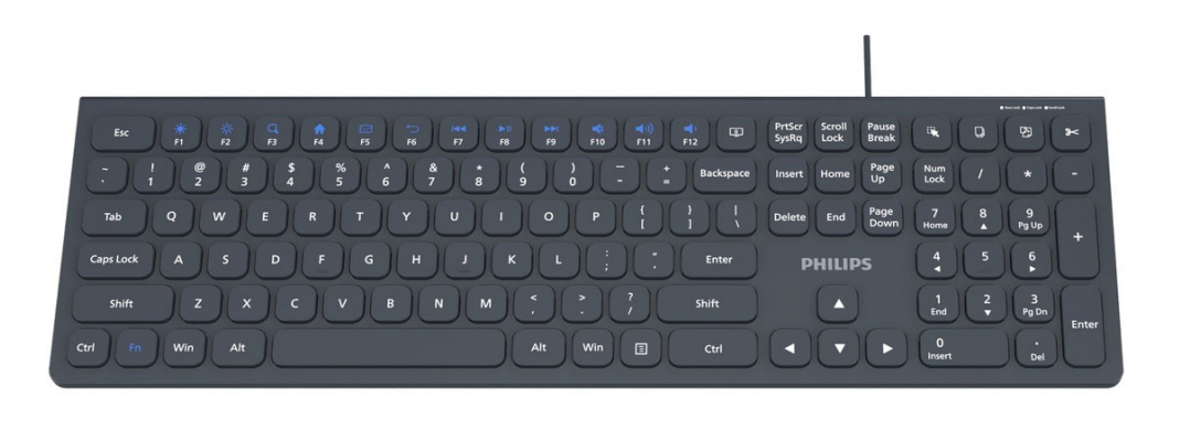Philips 3000 series SPK6327K/93 keyboard Universal USB QWERTY English Blue, Grey