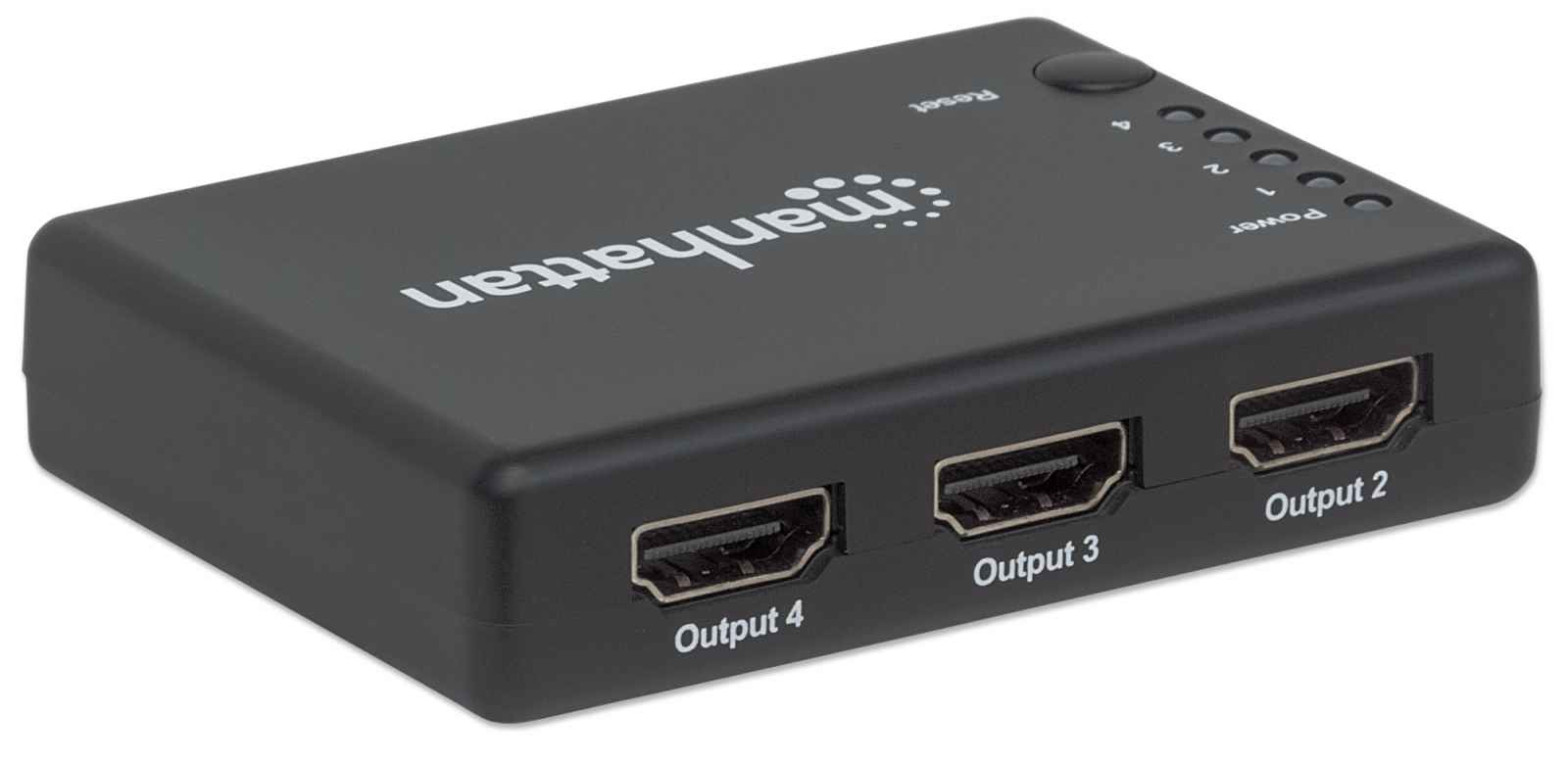 Manhattan HDMI Splitter 4-Port (Compact), 4K@30Hz, Displays output from x1 HDMI source to x4 HD displays (same output to four displays), AC Powered (cable 0.7m) – image 6