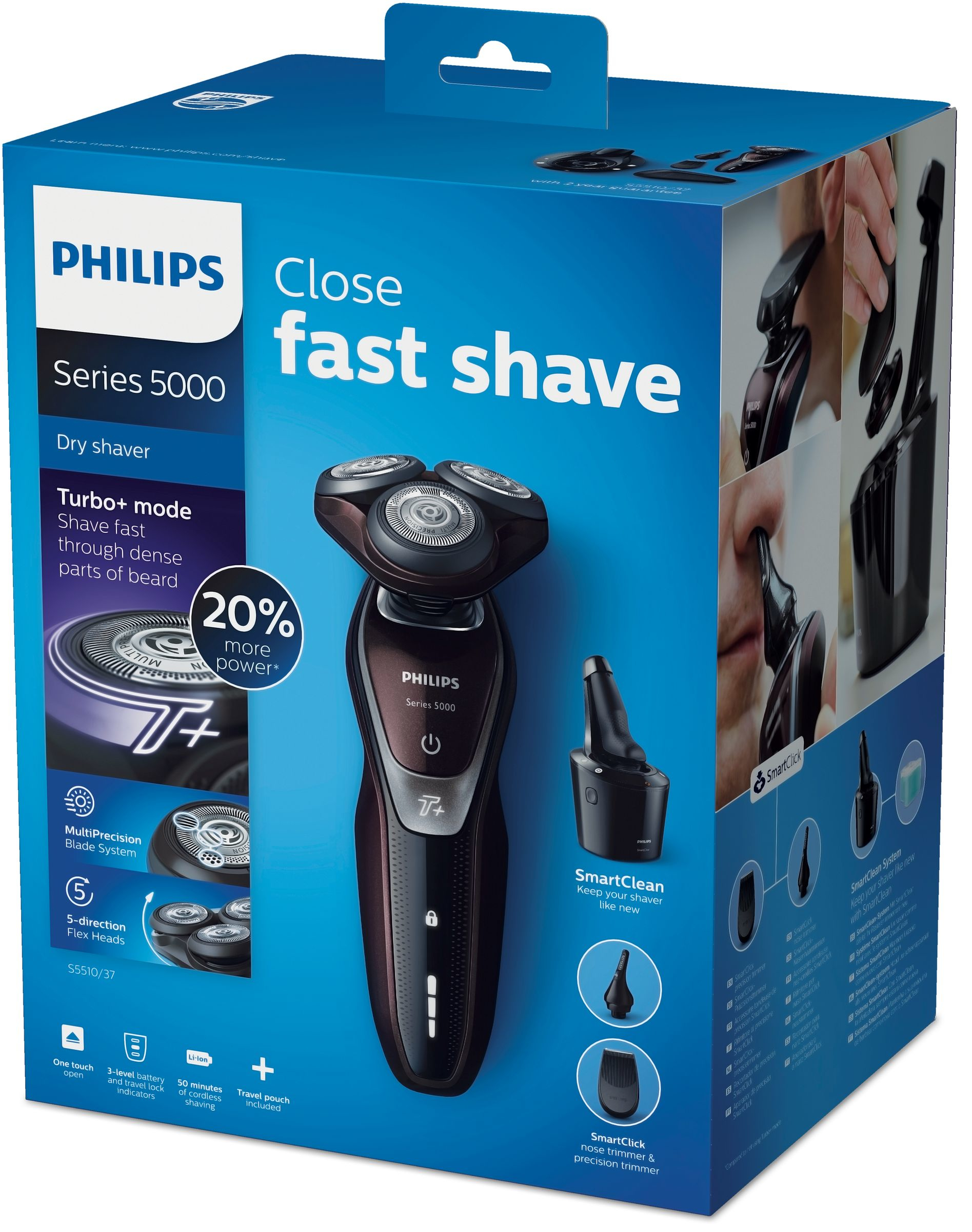 Philips SHAVER Series 5000 S5510/37 men's shaver Rotation shaver Trimmer Black, Burgundy – image 2