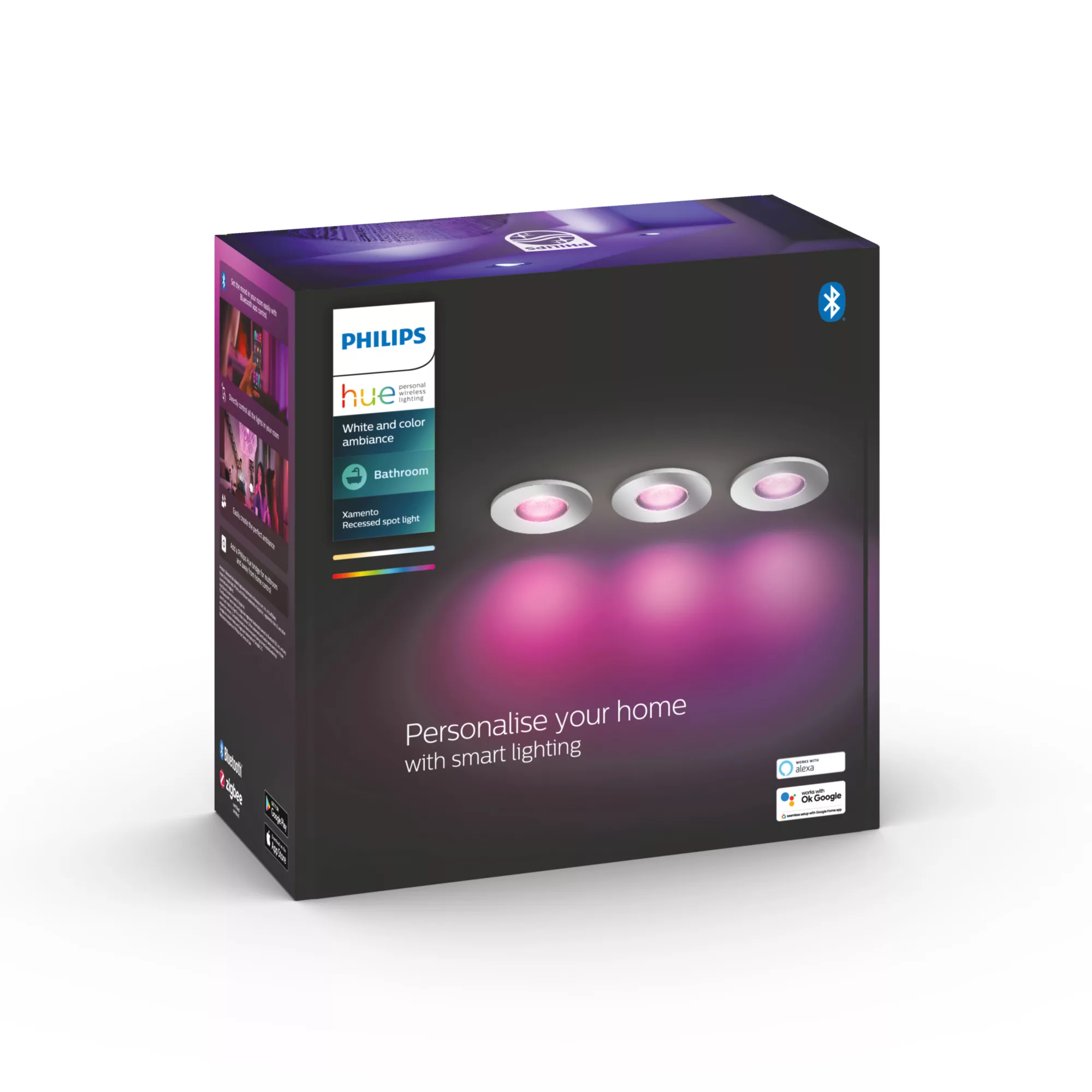 Philips by Signify Philips Hue White and colour ambience Three-pack Xamento recessed spotlight – image 4