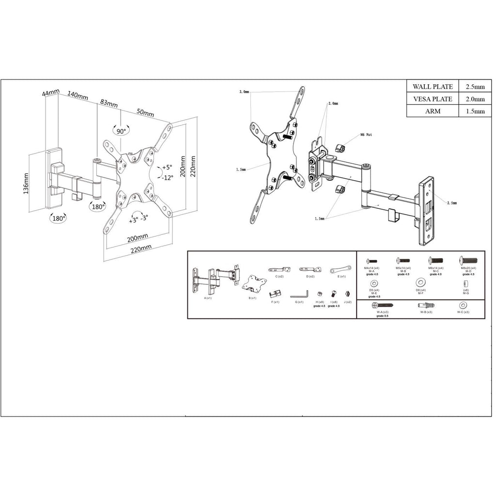Manhattan Wall Mount for TV & Monitors (Full Motion), For screens – image 5