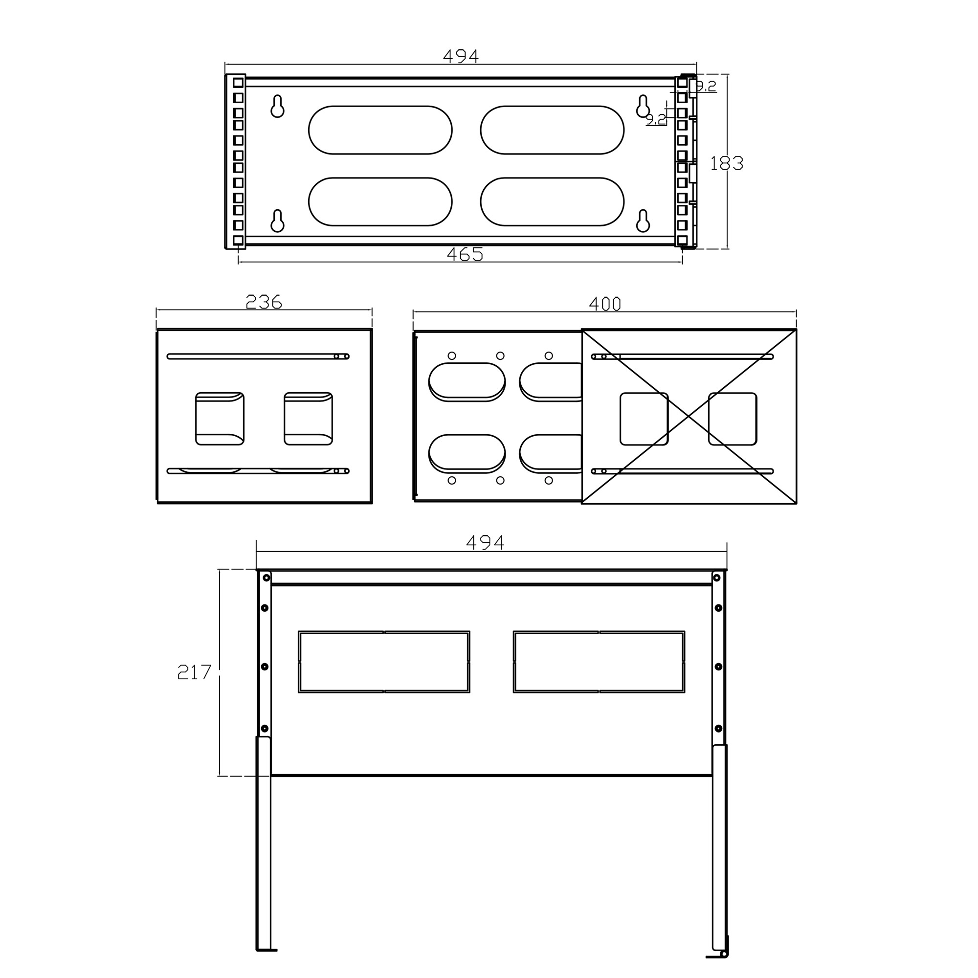 InLine 19" foldable rack, 4U, 24-40cm depth, with cover, grey – image 4