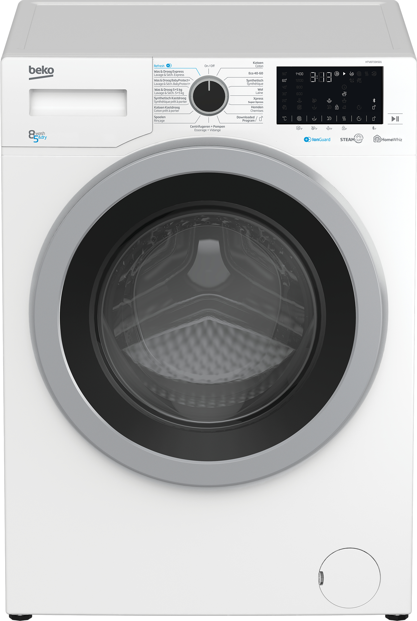Beko HTV8733XS01 washer dryer Freestanding Front-load White – image 1
