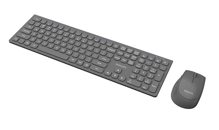Philips 6000 series SPT6627G/93 keyboard Mouse included Universal RF Wireless + Bluetooth QWERTY English Grey – image 3