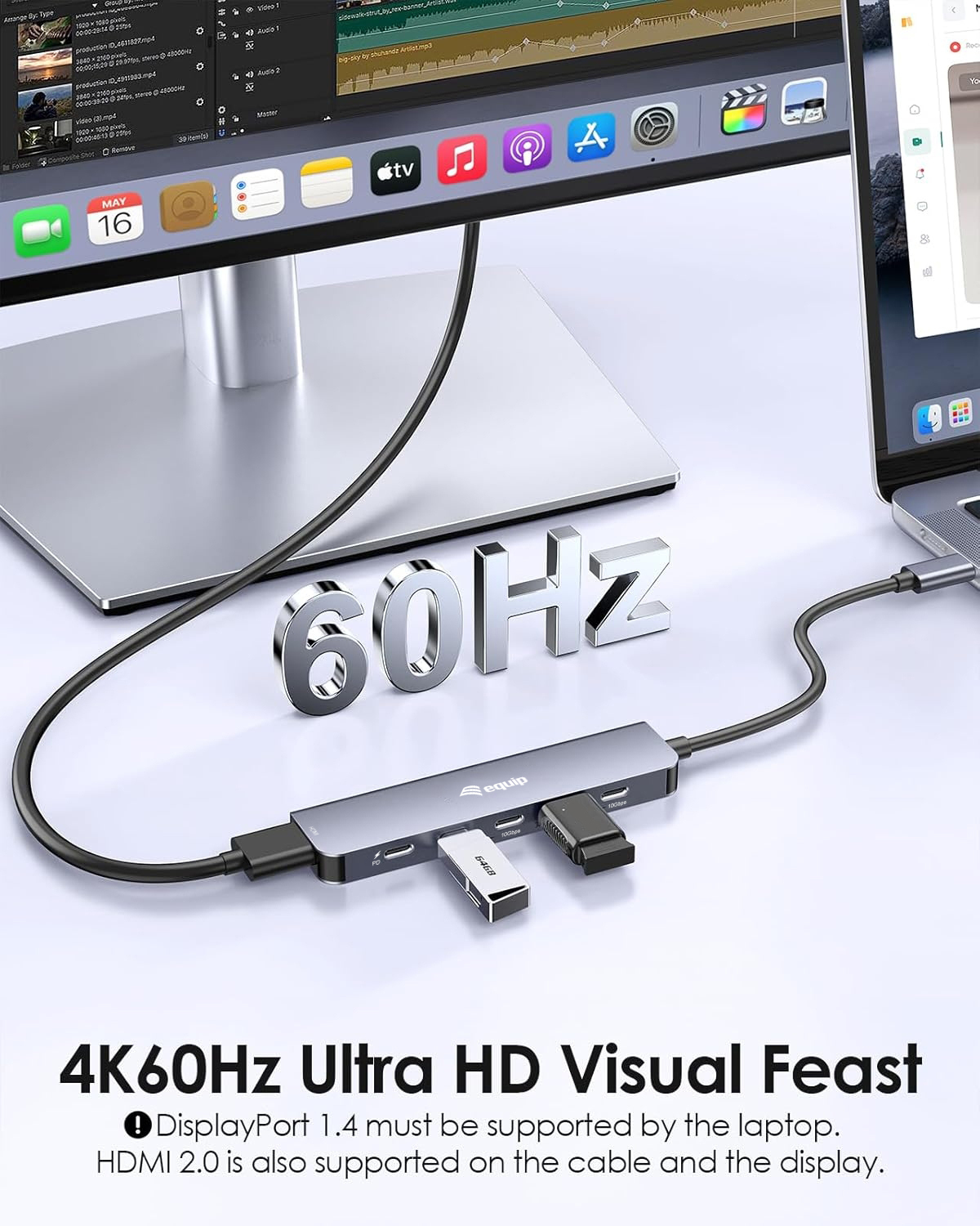 Equip USB-C 6 in 1 Multifunctional Adapter, HDMI 4K/60Hz, USB-C Gen2 x 4 (10Gbps), 100W USB PD – image 8