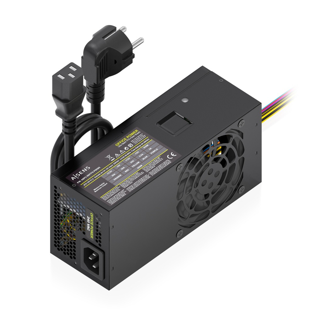 AISENS - FUENTE ALIMENTACION TFX 500W CON CABLE DE ALIMENTACION OEM, NEGRA