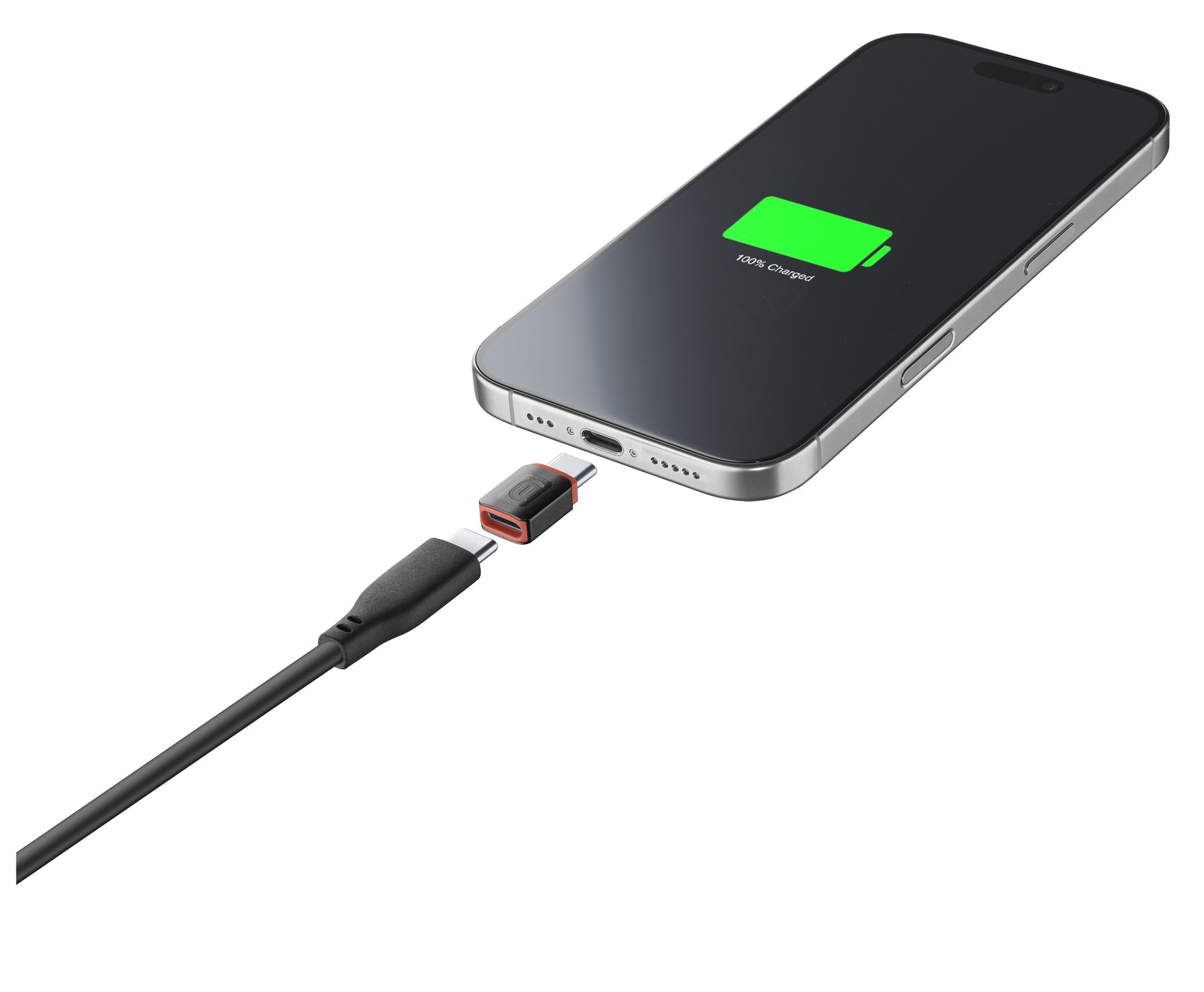 USB Data Blocker - CellularLine ADAPTDATABLOCKC2CK, C a C, Carga segura en tu móvil, Negro