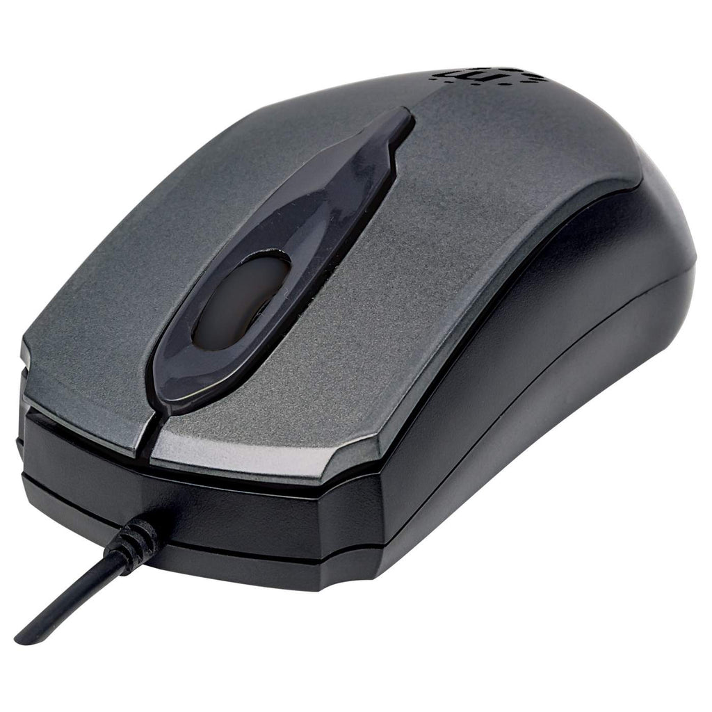 Manhattan Edge USB Wired Mouse, Grey, 1000dpi, USB-A, Optical, Compact, Three Button with Scroll Wheel, Low friction base, Three Year Warranty, Blister – image 1