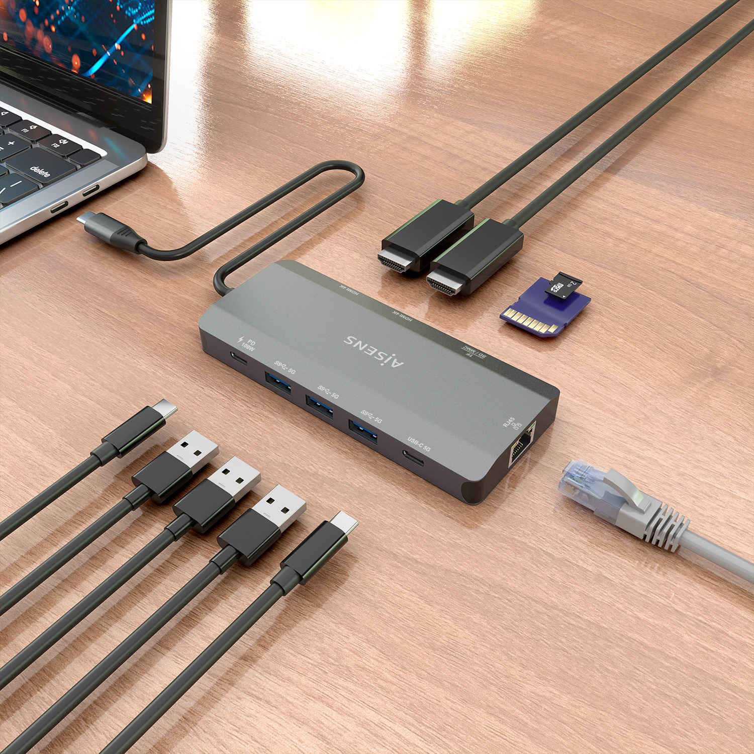 AISENS ASUC-10P052-GR laptop dock/port replicator Wired USB 3.2 Gen 1 (3.1 Gen 1) Type-C Grey – image 5