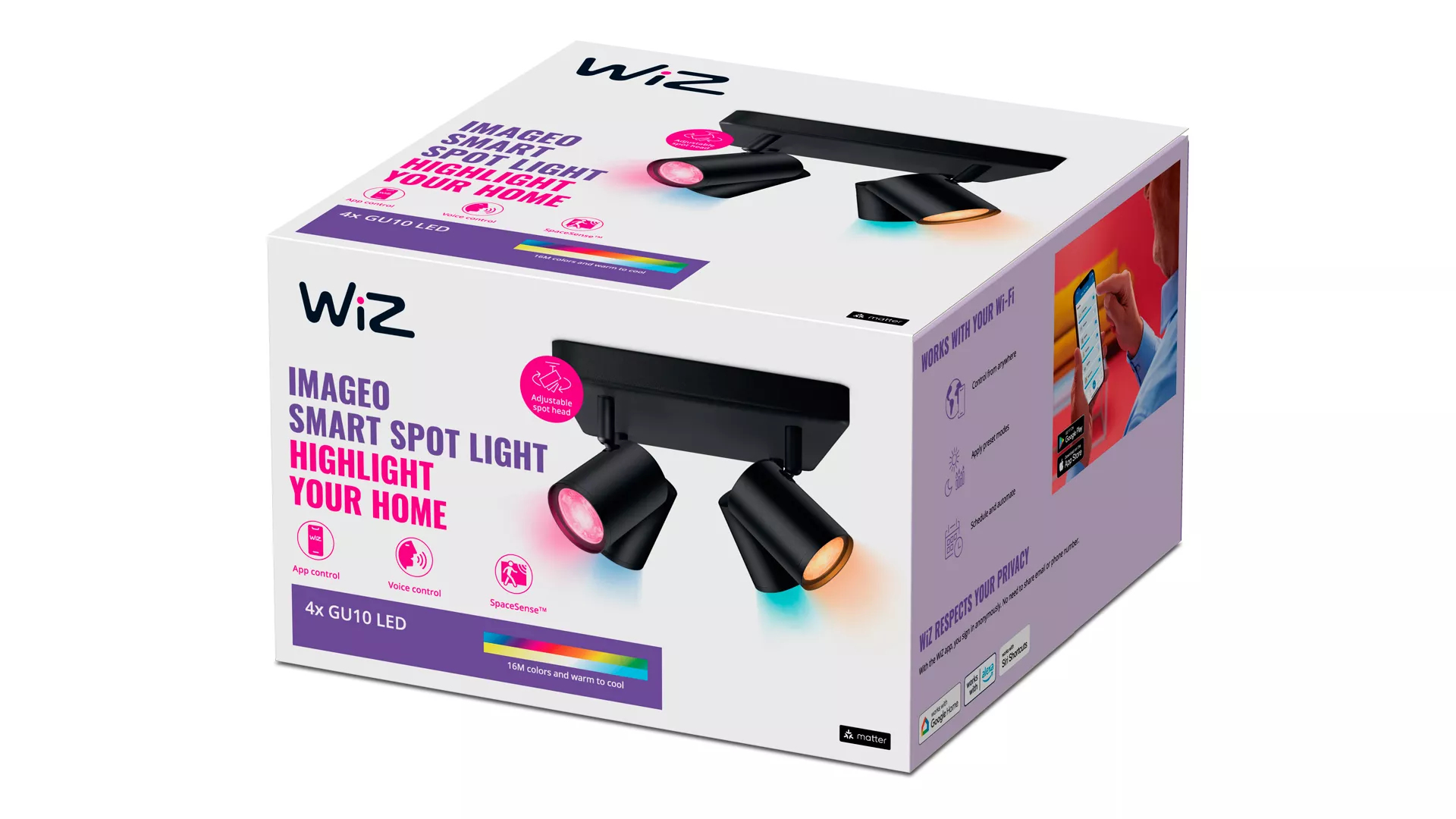 WiZ IMAGEO 4x adjustable spotlight Square Plate – image 3