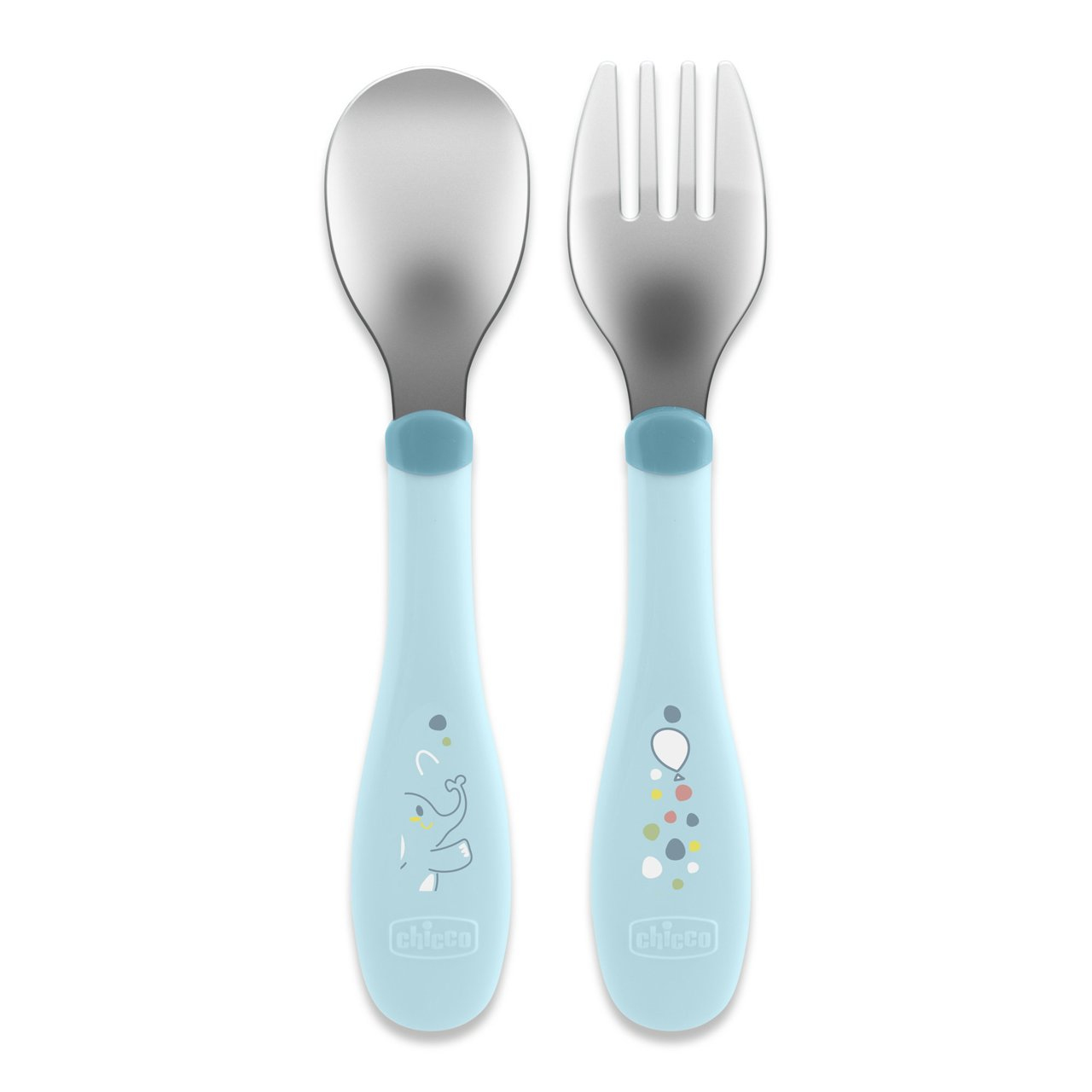 Chicco Bebek Çatal-Kaşık Bıçak Seti, Mavi, Paslanmaz Çelik
