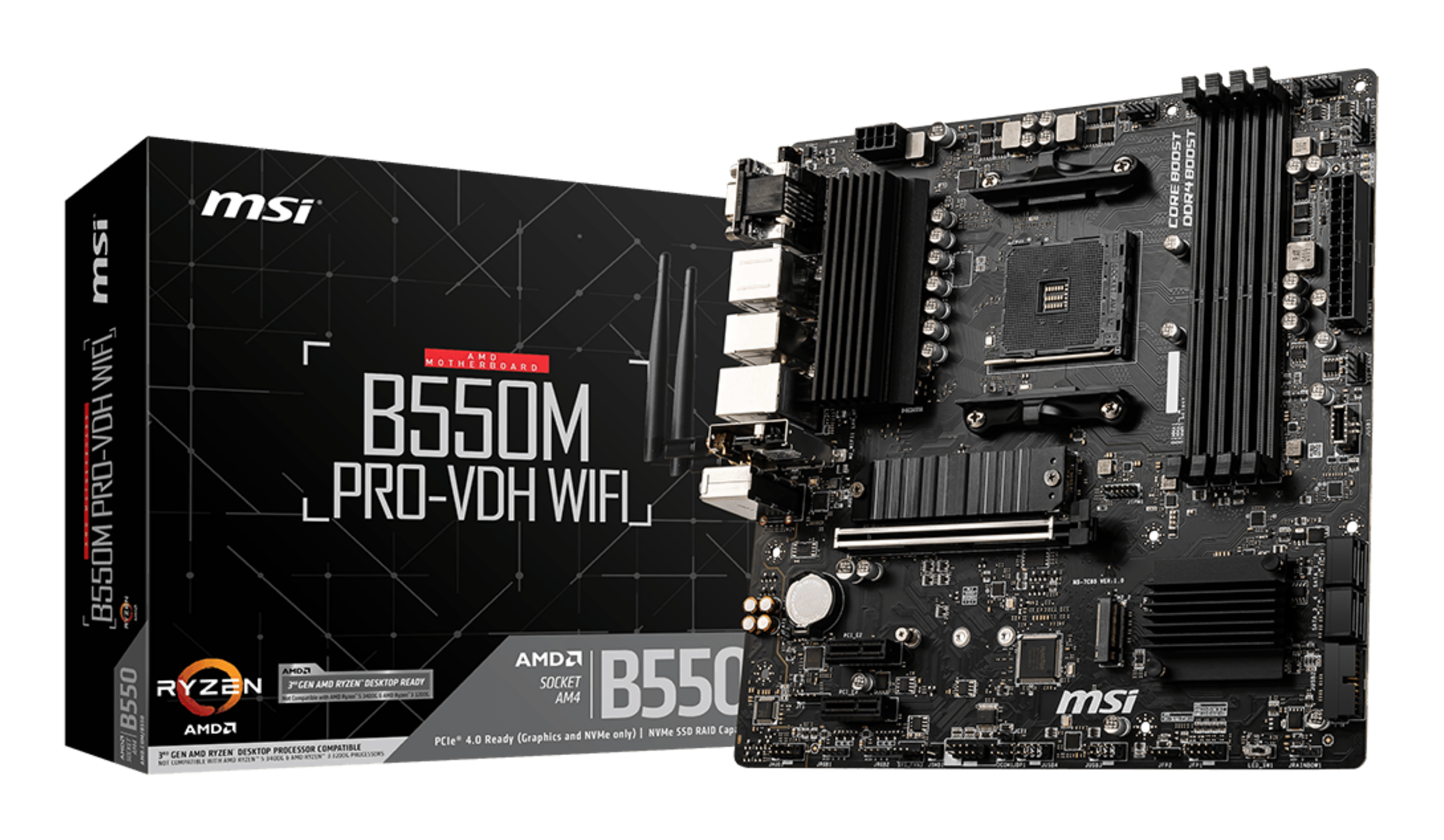 MSI B550M PRO VDH WIFI Micro ATX AM4 Motherboard Wi-Fi 5 B550MPVDHWIFI
