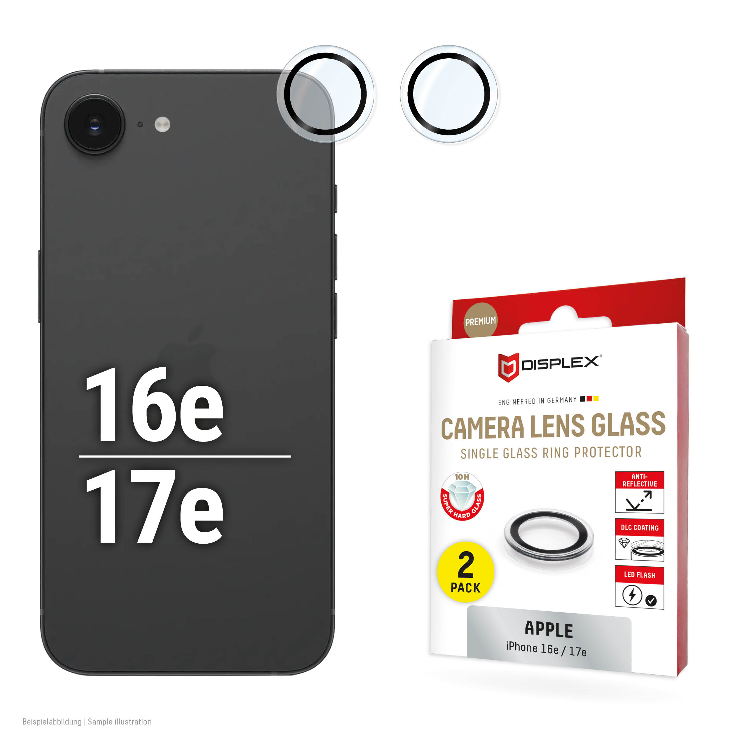 Displex 02124 écran et protection arrière de téléphones portables Protecteur d'objectif caméra Apple 2 pièce(s)