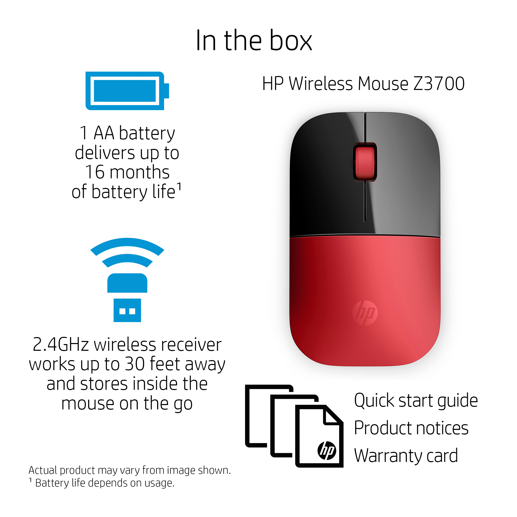 HP Z3700 Red Wireless Mouse – image 3