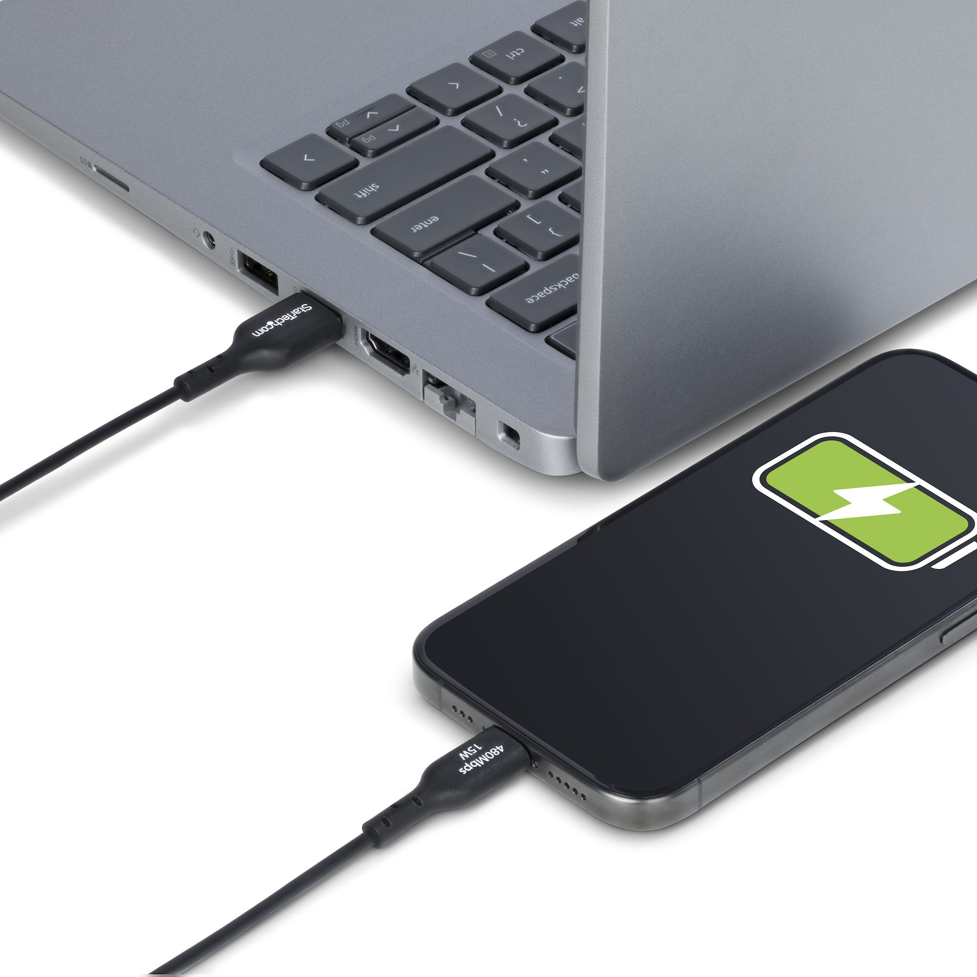 صورة كابل StarTech.com USB2AC2MNC USB 2.0 A إلى C - أسود 2 متر