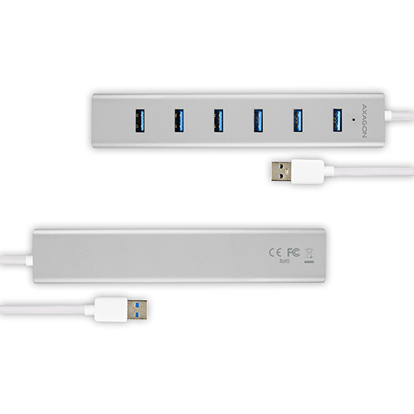 Axagon HUE-SA7SP interface hub USB 3.2 Gen 1 (3.1 Gen 1) Type-A 5000 Mbit/s Silver – image 6
