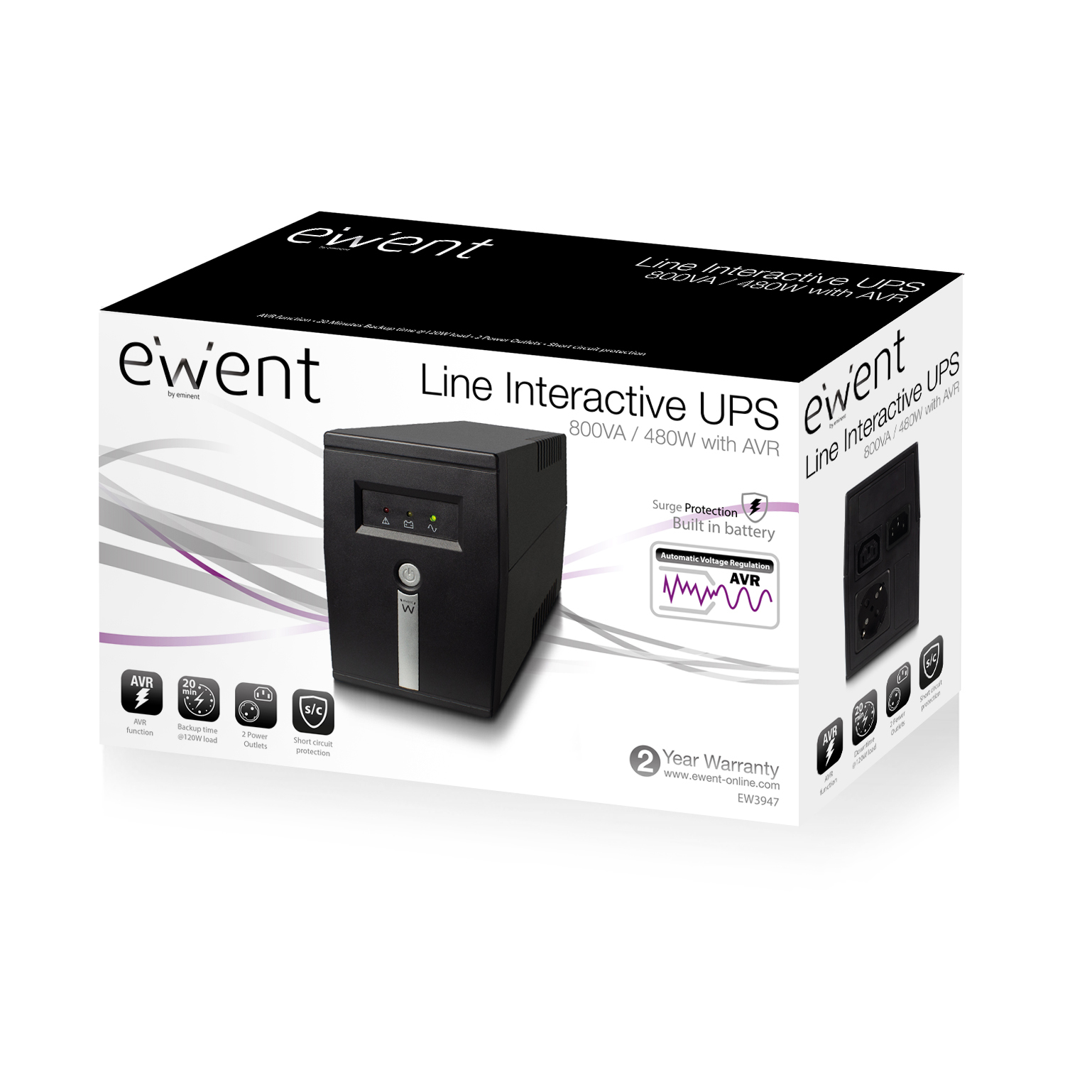 Ewent EW3947 uninterruptible power supply (UPS) Line-Interactive 0.8 kVA – image 5