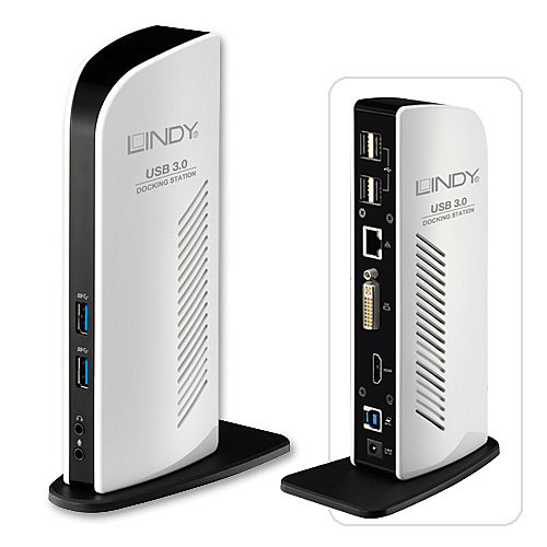 Lindy 43180 laptop dock/port replicator Wired USB 3.2 Gen 1 (3.1 Gen 1) Type-A Black, White