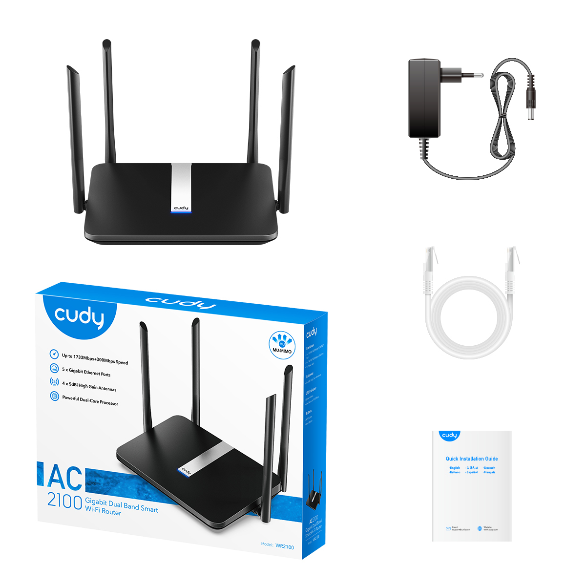 Cudy WR2100 wireless router Gigabit Ethernet Dual-band (2.4 GHz – image 5