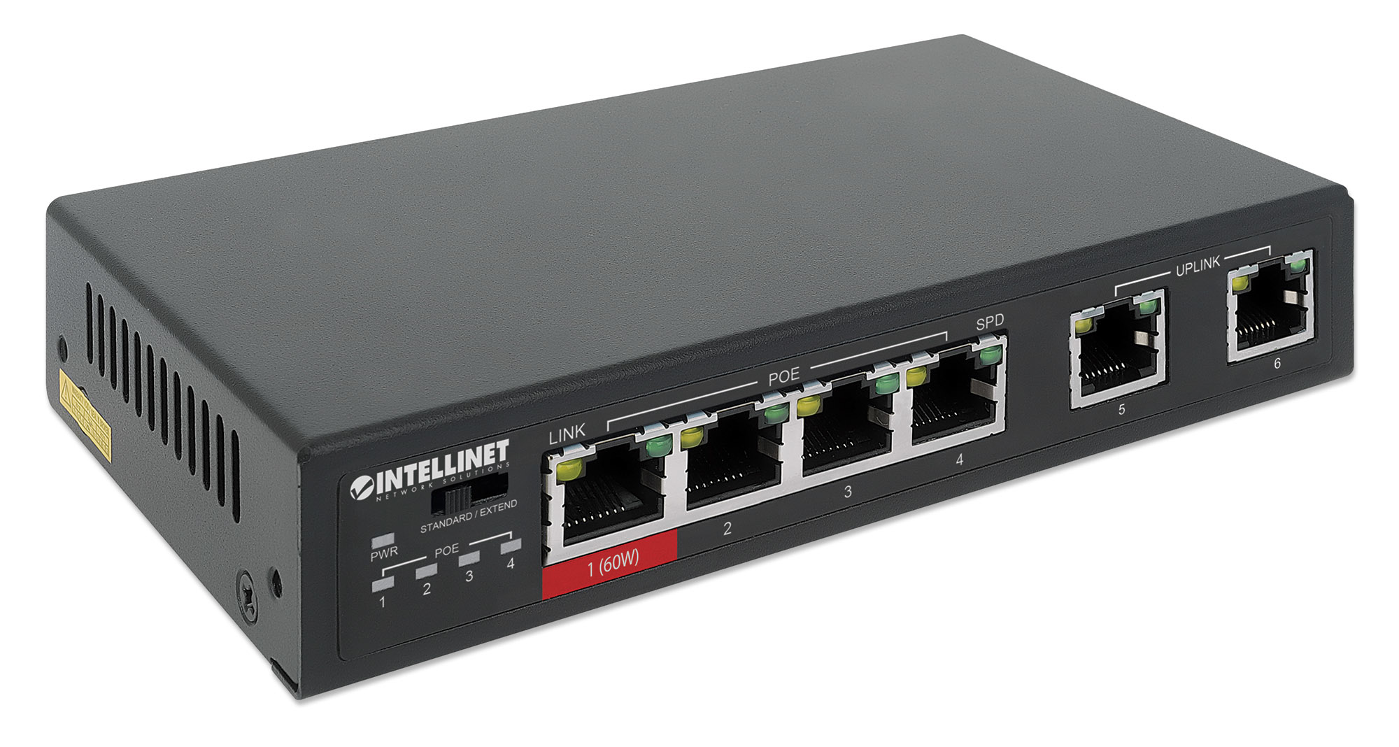 Intellinet 6-Port Fast Ethernet Switch with 4 PoE Ports (1 x High-Power PoE), One High-Power – image 2