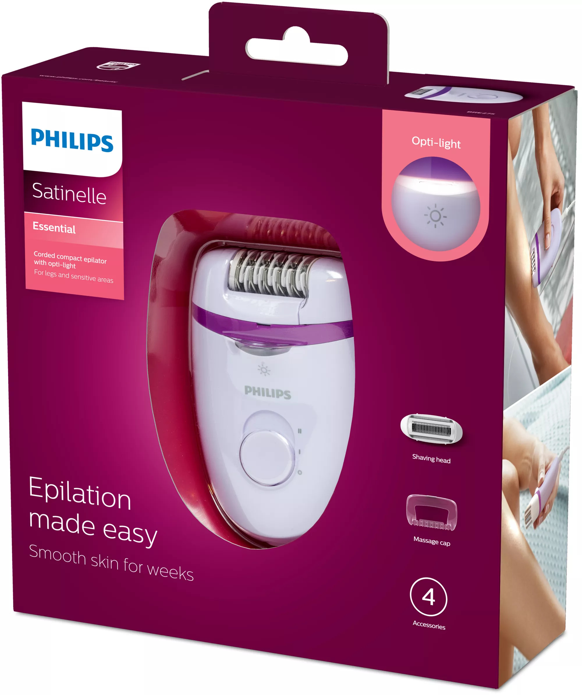 Philips Satinelle Essential BRE275/00 Corded compact epilator – image 2
