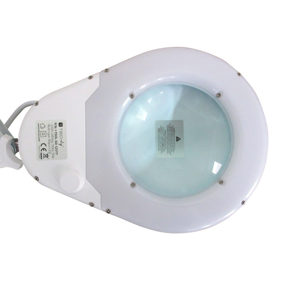 صورة مصباح مكبر Techly I-TOOL-SD-125TY، تكبير 2.25x، قطر عدسة 12.7 سم، LED، أبيض