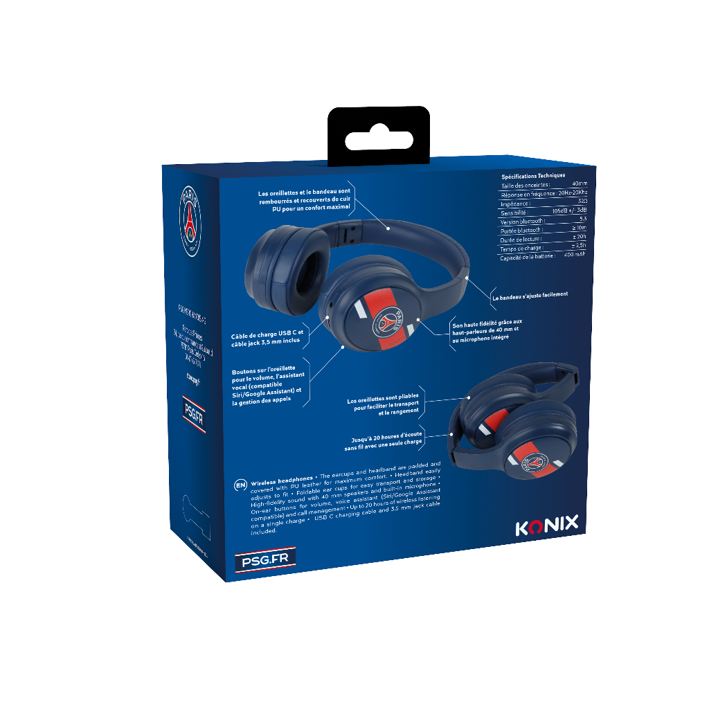 Konix PSG Headset Wired & Wireless Head-band Calls/Music/Sport/Everyday USB Type-C Bluetooth Blue – image 2