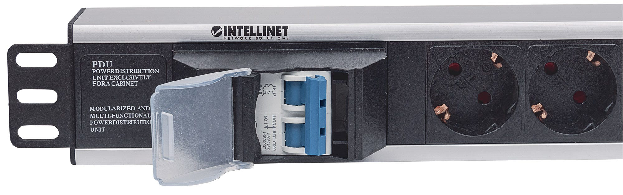 Intellinet 19" 1.5U Rackmount 6-Output Power Distribution Unit (PDU) EU CEE 7/3 Outlets, With Double Air Switch, No Surge Protection, Built-in 1.8m Power Cord w – image 4