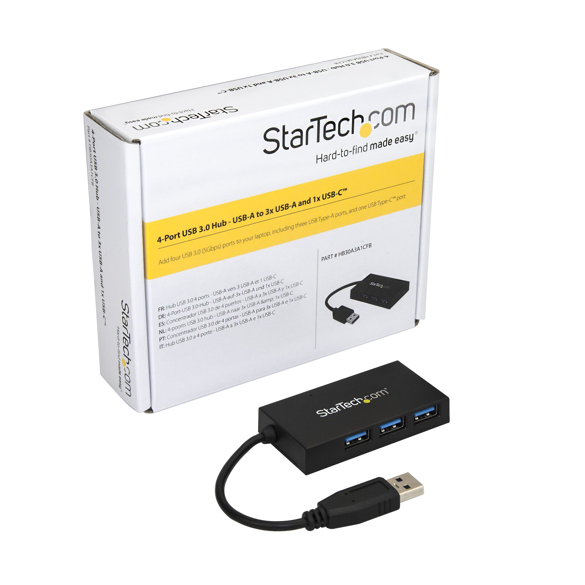 StarTech.com 4 Port USB 3.0 Hub - USB Type-A Hub with 1x USB-C & 3x USB-A Ports (SuperSpeed 5Gbps) - USB Bus Powered - USB 3.2 Gen 1 Adapter Hub - Portable/Lapt – image 6
