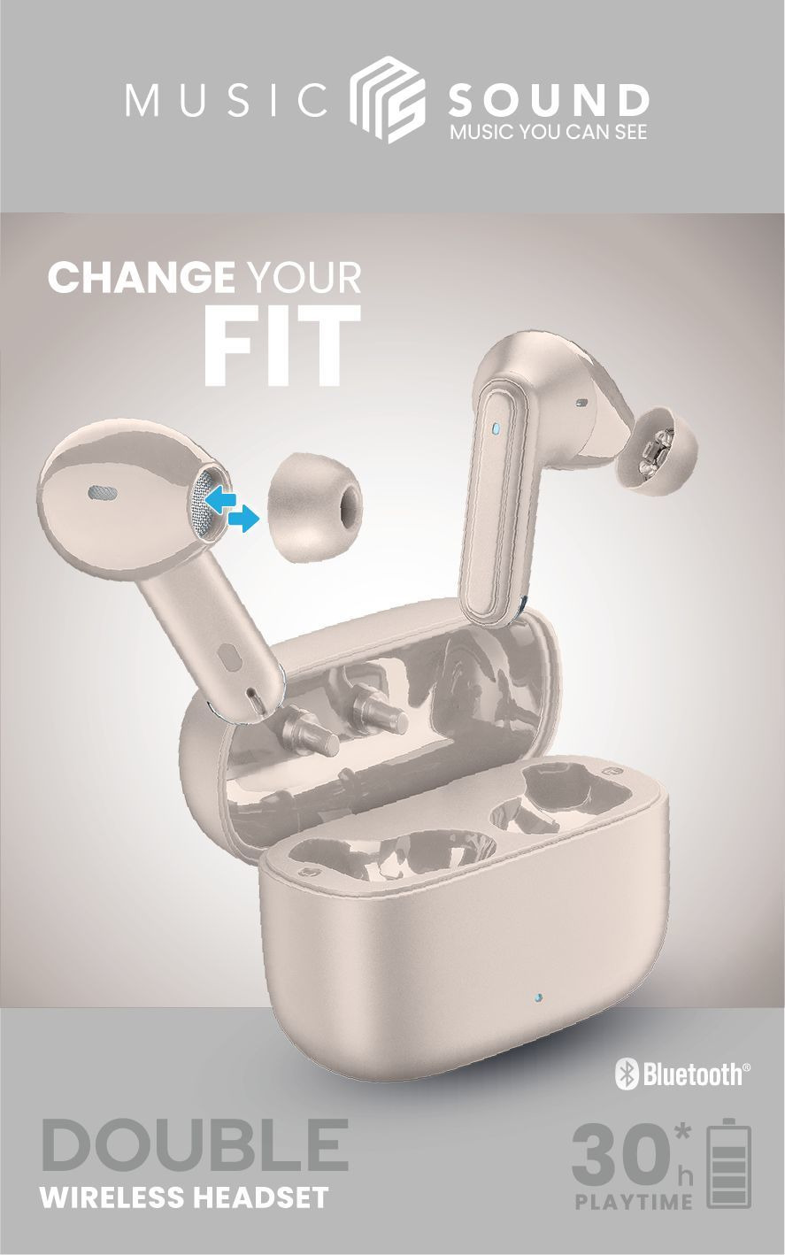Music Sound BT EARPHONES TWS DOUBLE MS SKY WHITE – image 8