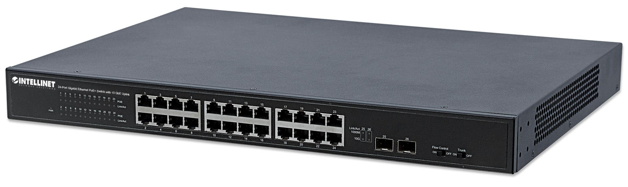 Intellinet 24-Port Gigabit Ethernet PoE+ Switch with 10 GbE Uplink, 24 x PoE ports, IEEE 802.3at Power over Ethernet (PoE+) – image 2