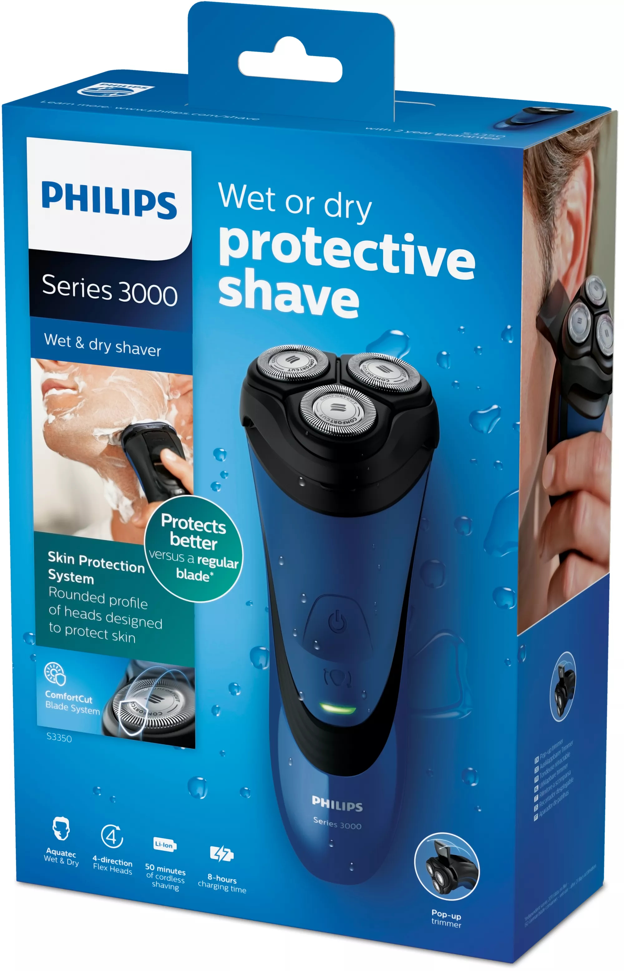 Philips AquaTouch S3350/06 men's shaver Rotation shaver Trimmer Black, Blue – image 2