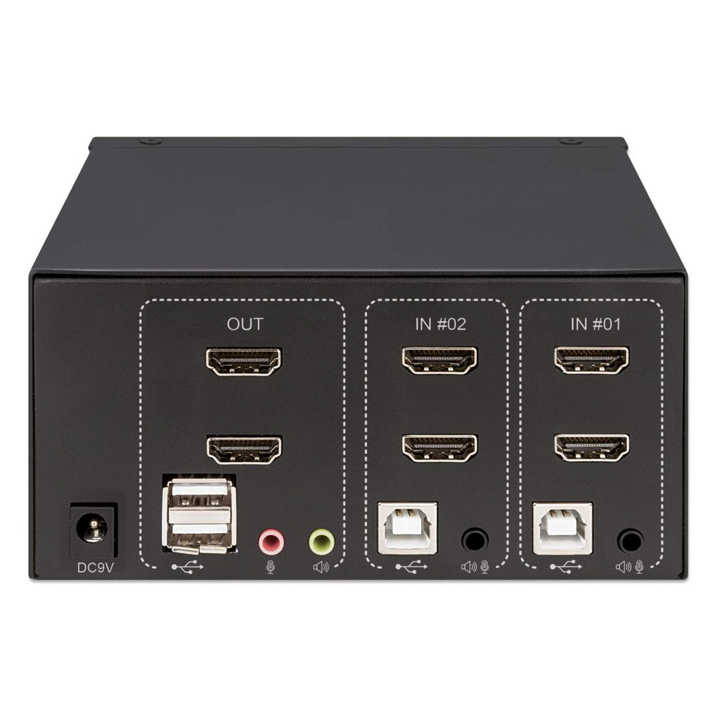 Manhattan HDMI KVM Switch 2-Port, 4K@30Hz, USB-A/3.5mm Audio/Mic Connections, Cables included, Audio Support, Control 2x computers from one pc/mouse/screen, USB – image 6