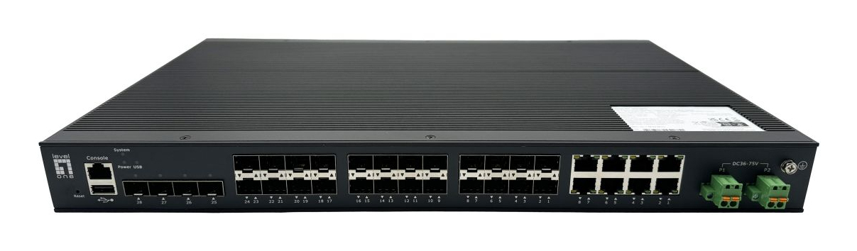 LevelOne 28-Port L2 Plus Managed Gigabit Fiber Industrial Switch