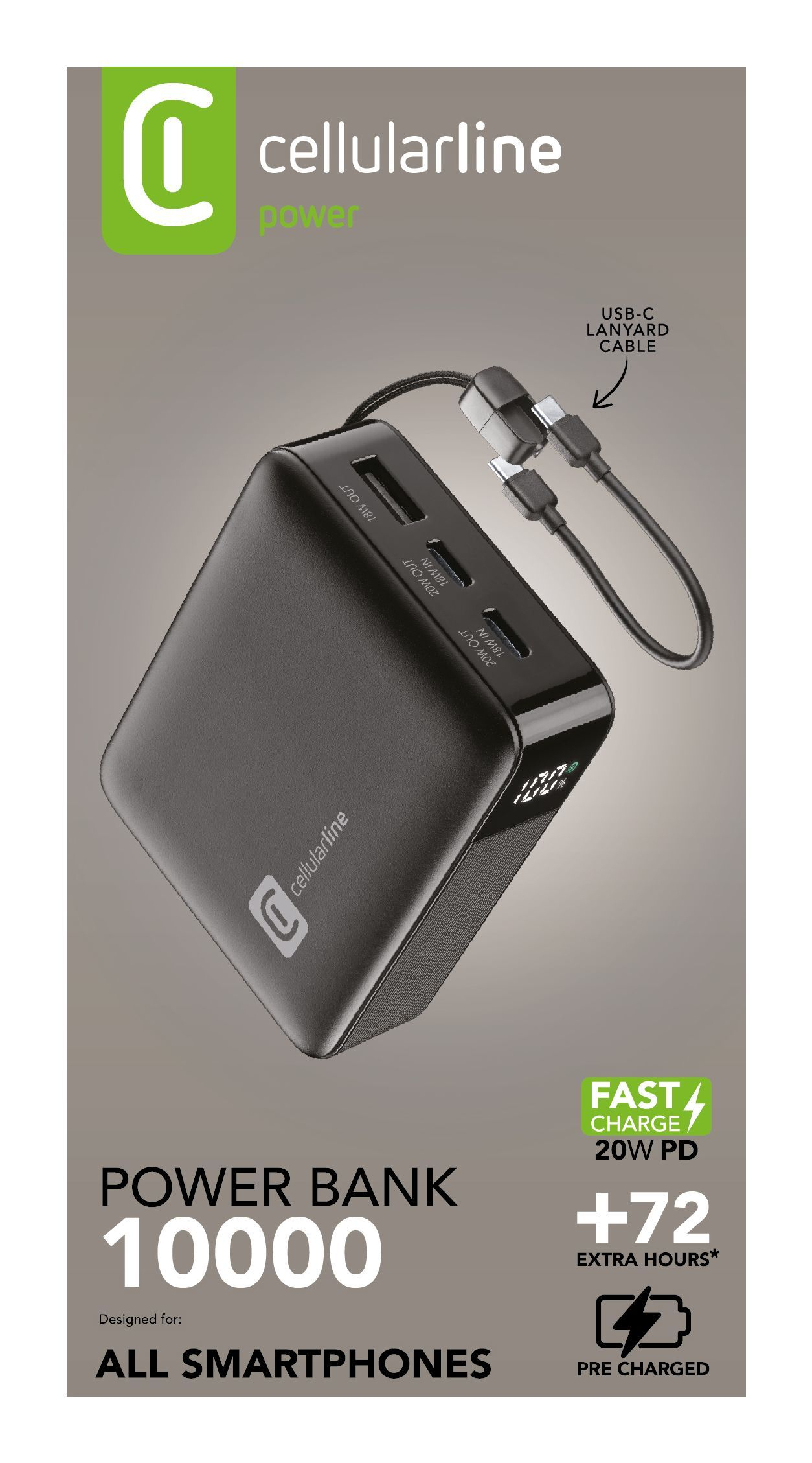 Cellularline Power Bank 10.000 mAh LCD 20W USB-C – image 2