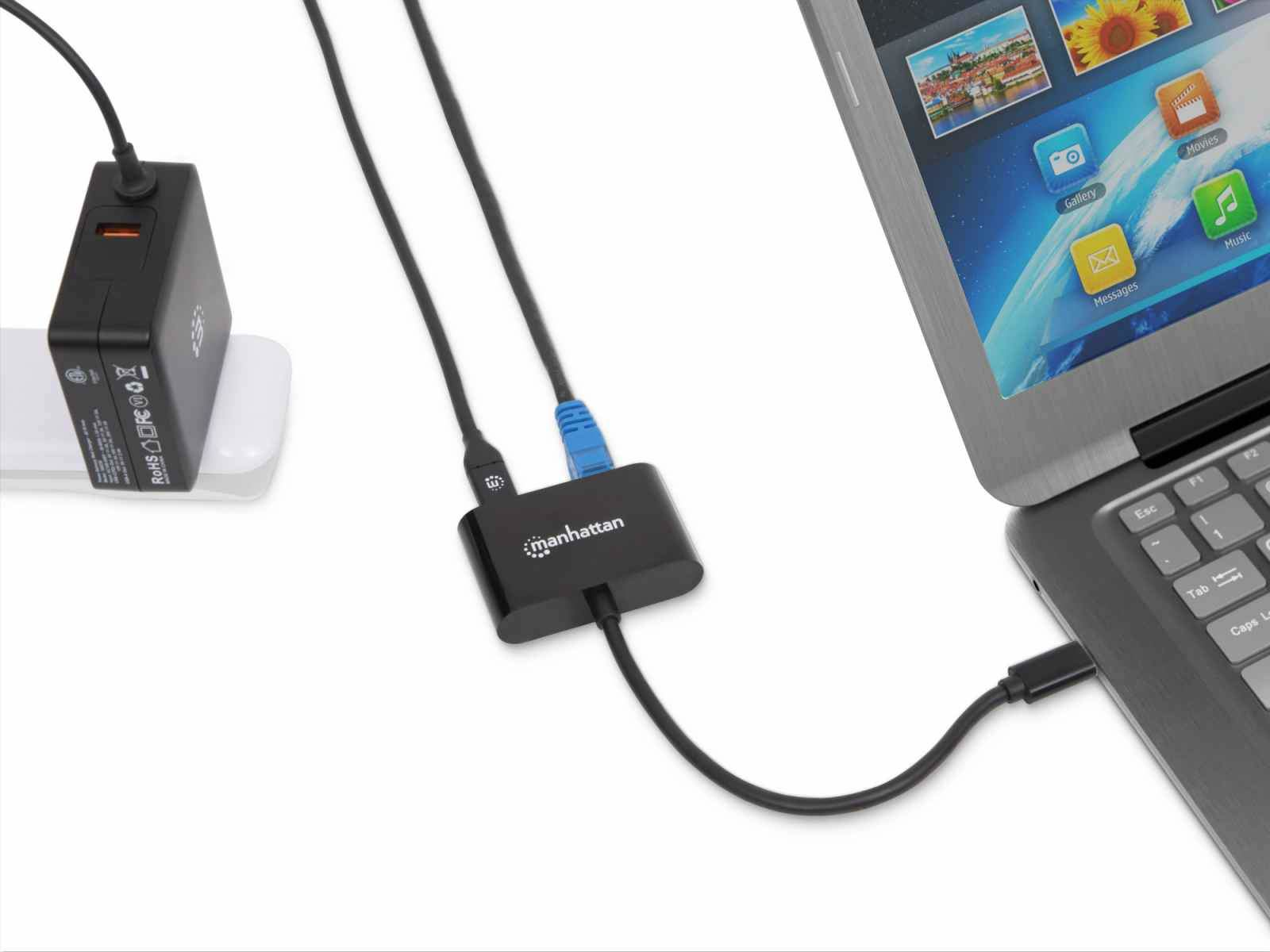 Manhattan USB-C to Gigabit Network and USB-C (inc Power Delivery) – image 6
