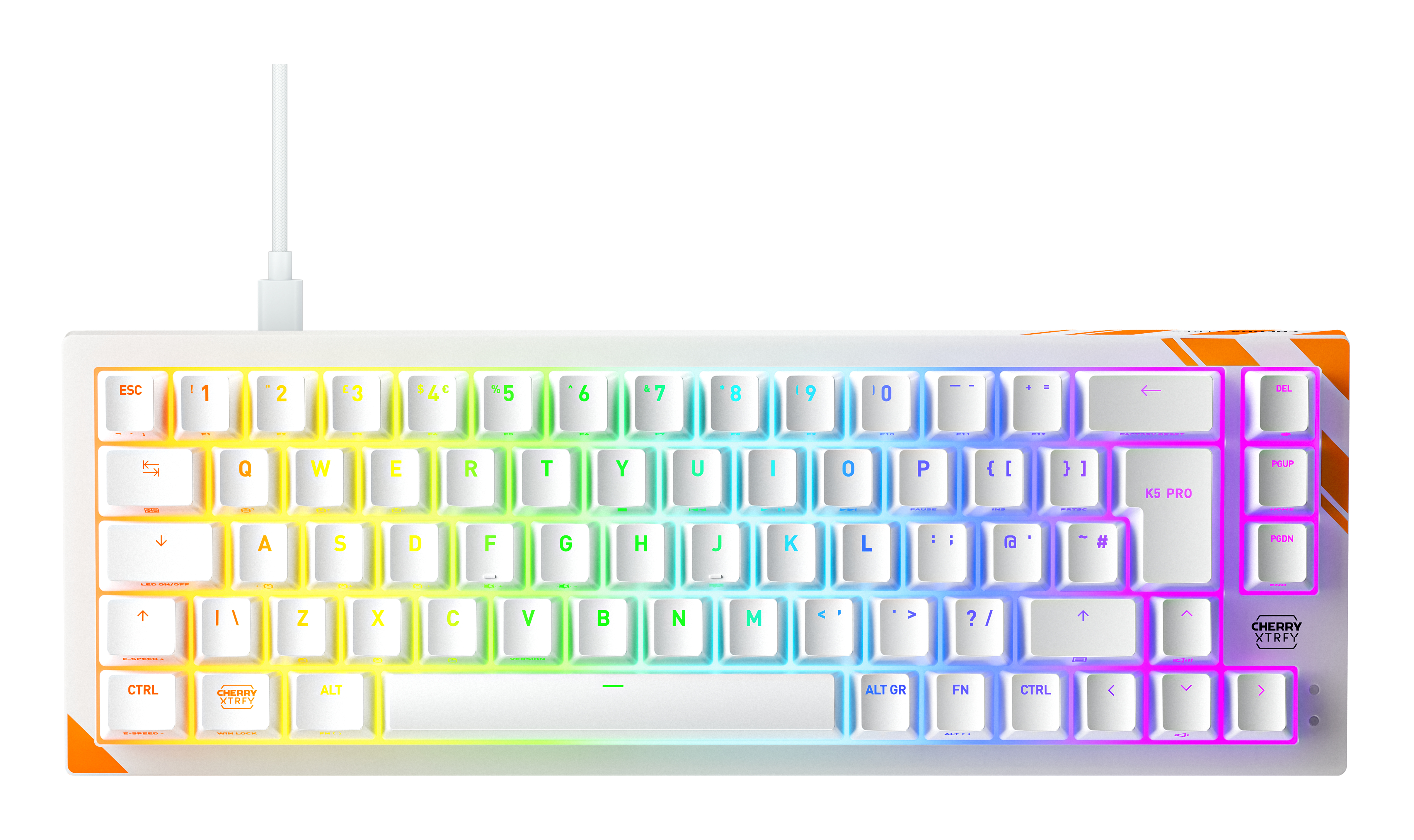 CHERRY K5 PRO TMR COMPACT keyboard Gaming USB QWERTY UK English Orange, White