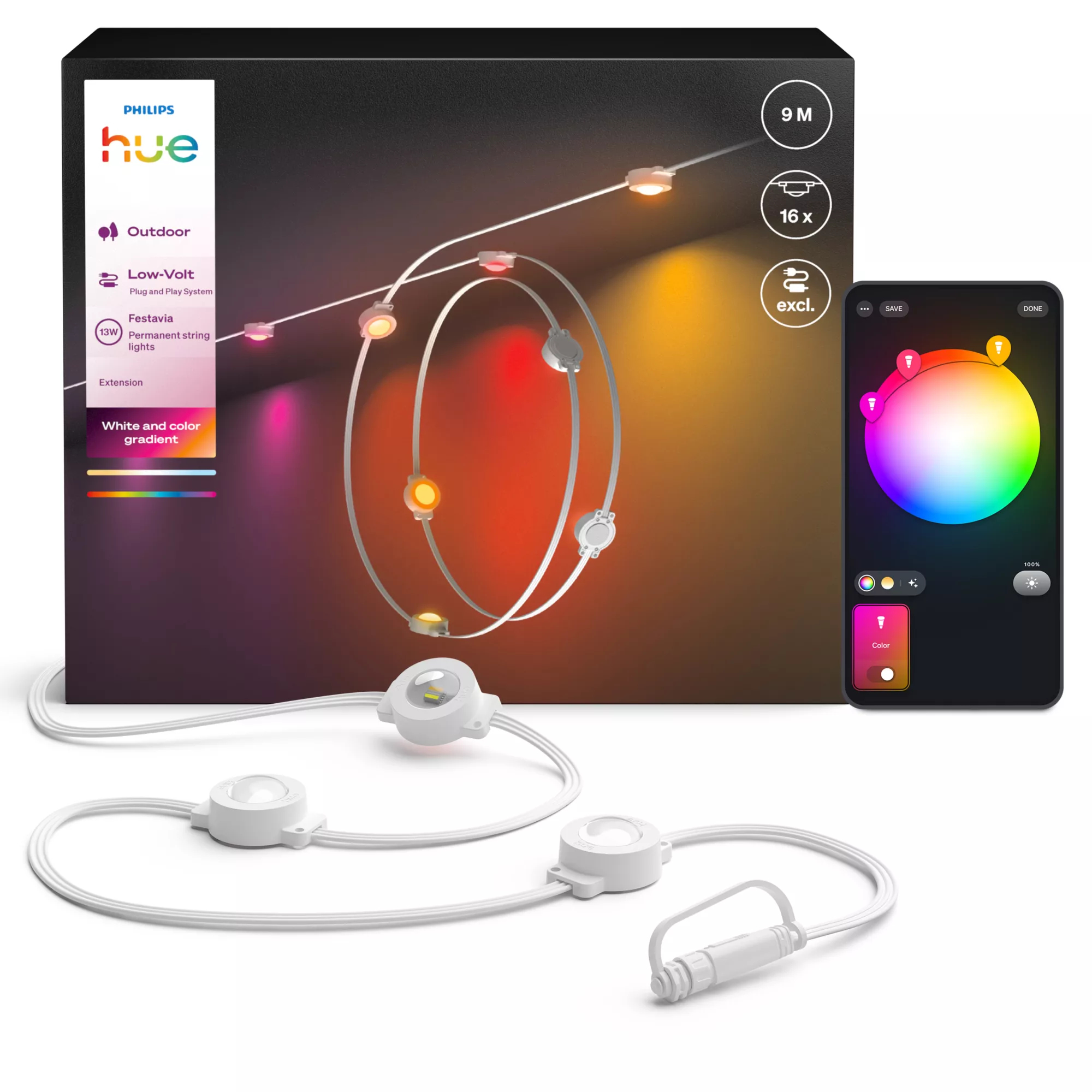 Philips by Signify Philips Hue White and colour ambience Festavia permanent 9 m 16-pod Wh Ext – image 3