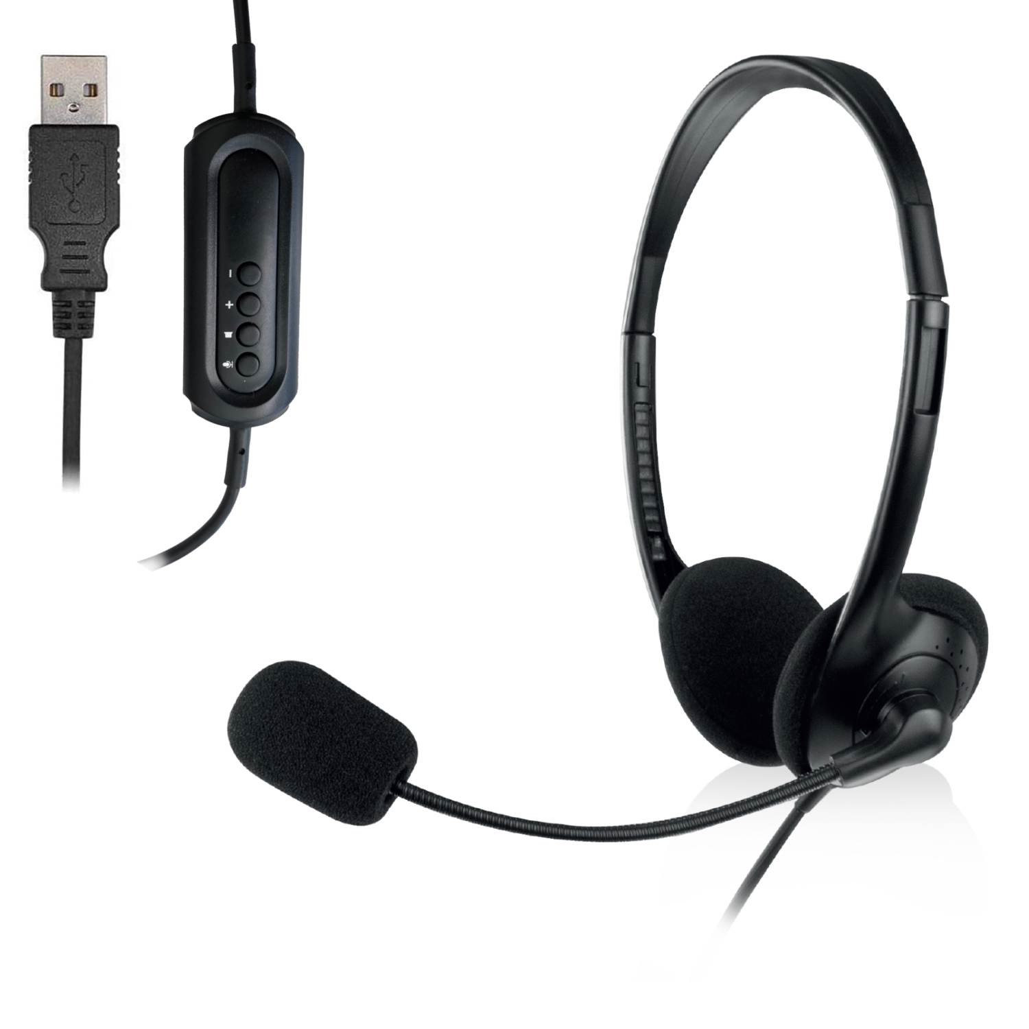 Ewent EW3568 headphones/headset Wired Head-band Calls/Music USB Type-A Black – image 2