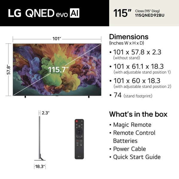 LG QNED evo AI MiniLED 115QNED92BU TV 2.92 m (115") 4K Ultra HD Smart TV Wi-Fi Black – image 4