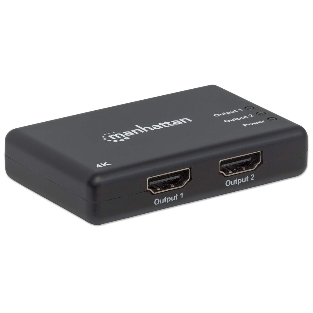Manhattan HDMI Splitter 2-Port , 4K@30Hz, Displays output from x1 HDMI source to x2 HD displays (same output to both displays), AC Powered (cable 0.9m), Black, – image 2