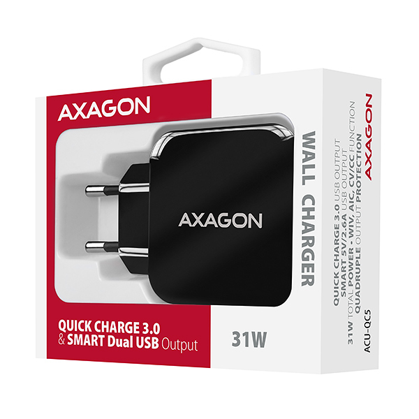 Axagon ACU-QC5 mobile device charger Universal Black AC Fast charging Indoor – image 2
